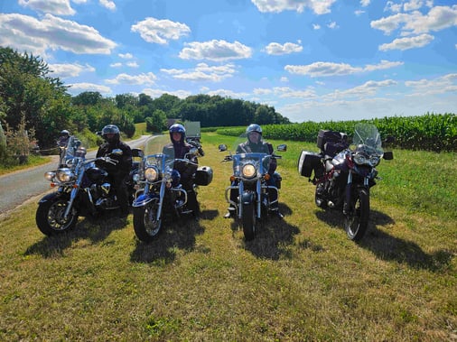 Motorräder auf Wiese